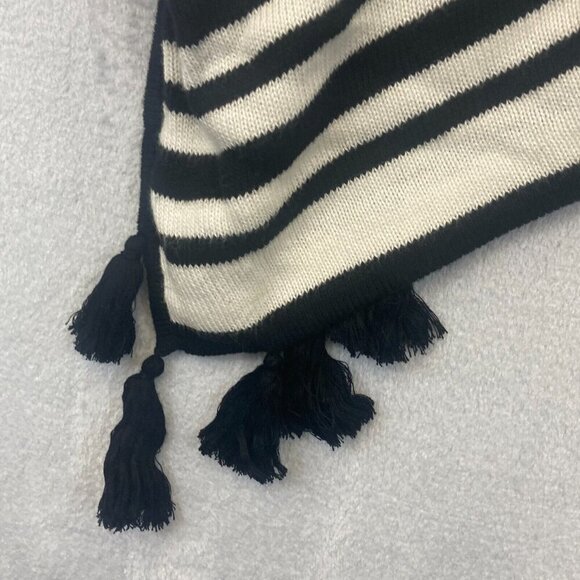 Chico's Open Front Poncho Knit Poncho Sweater One Size Cape Tassels Striped OSFA - Picture 9 of 12